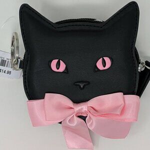 Bath & Body Works Black Cat Face With Pink Eyes and a Bow Wristlet/Keychain NWT